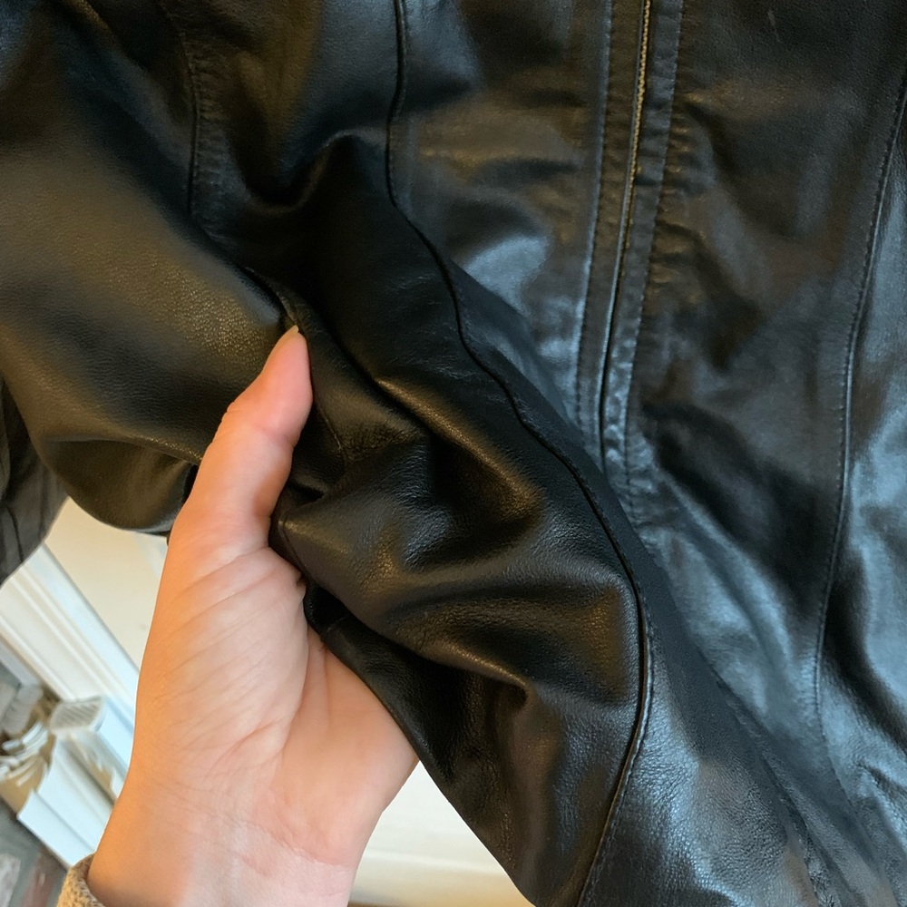 Vintage 90s Wilsons Leather Black Leather Jacket | Oversized Coat | Size L